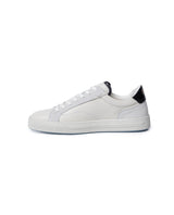 Mens Sneakers Flat Natural Grain Leather Suede Double Tongue Bicolor Rubber Sole - White 63_061H013_BLA110601_8
