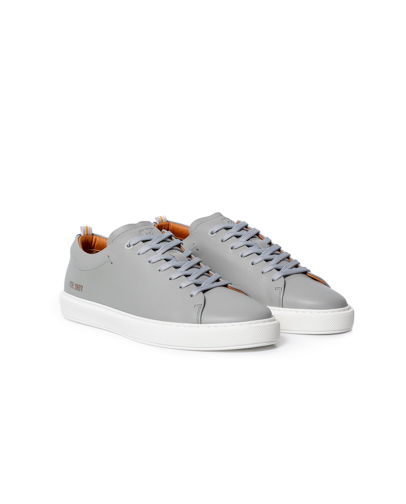Mens Sneakers Flat Natural Finish Aniline Leather EVA Sole Streamlined Last - Gray 63_061H015_GRI184005_0
