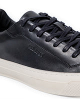 Mens Sneakers Flat Natural Finish Aniline Leather Interior Linings Rubber Sole Tone on Tone Laces - Black 63_061H016_NEG194007_3