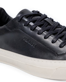 Mens Sneakers Flat Natural Finish Aniline Leather Interior Linings Rubber Sole Tone on Tone Laces - Black 63_061H016_NEG194007_3