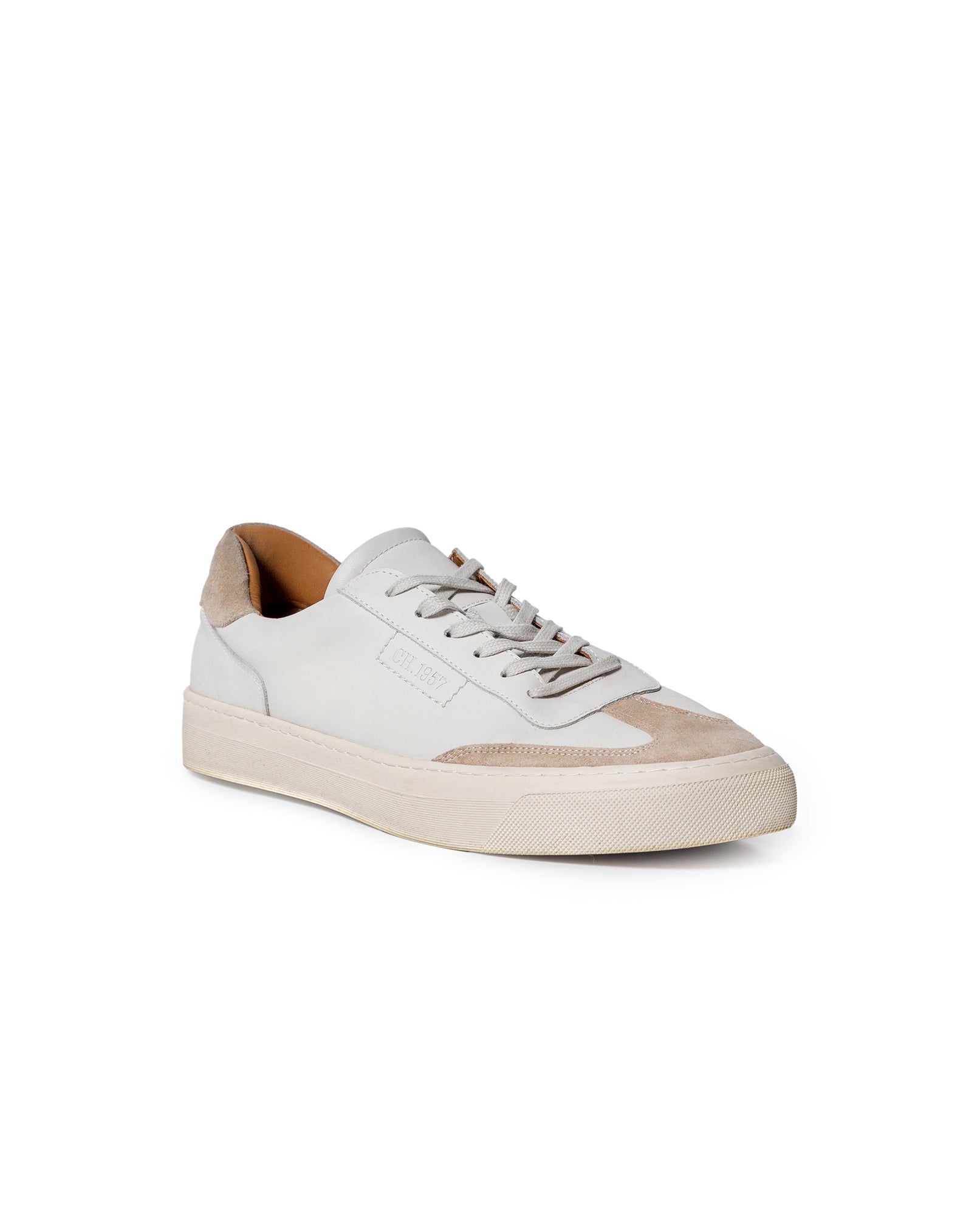 Mens Sneakers Flat Aniline Leather Water Repellent Suede Leather Linings Rubber Sole - White 63_061H017_BLA110601_3