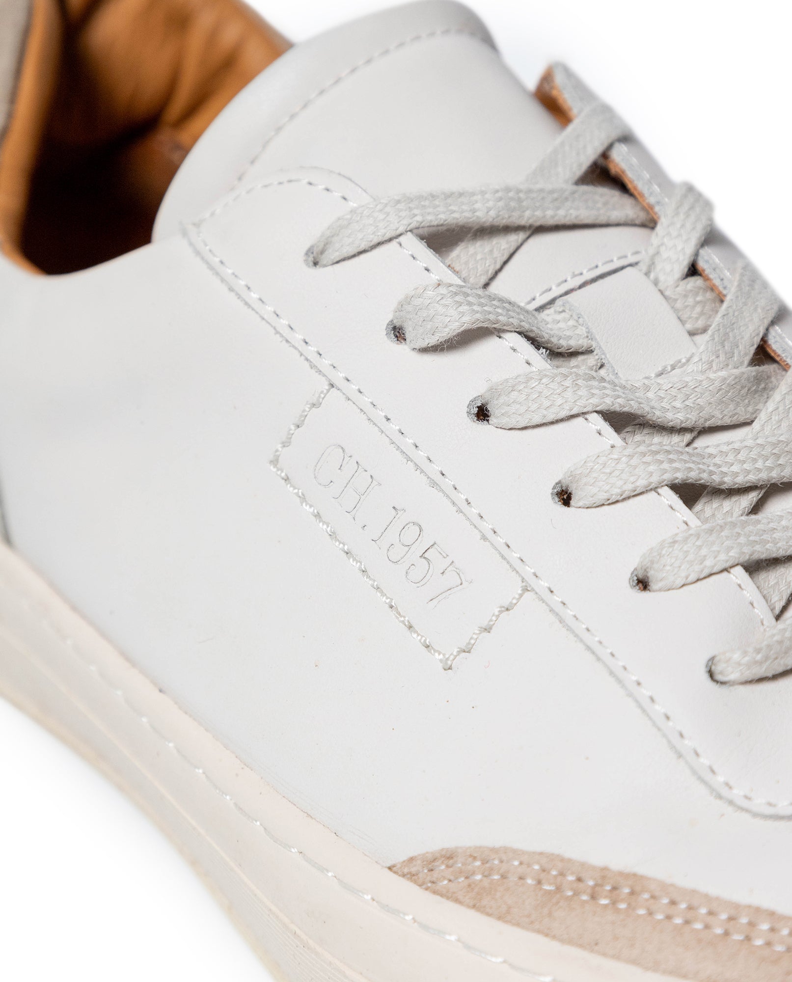 Mens Sneakers Flat Aniline Leather Water Repellent Suede Leather Linings Rubber Sole - White 63_061H017_BLA110601_5