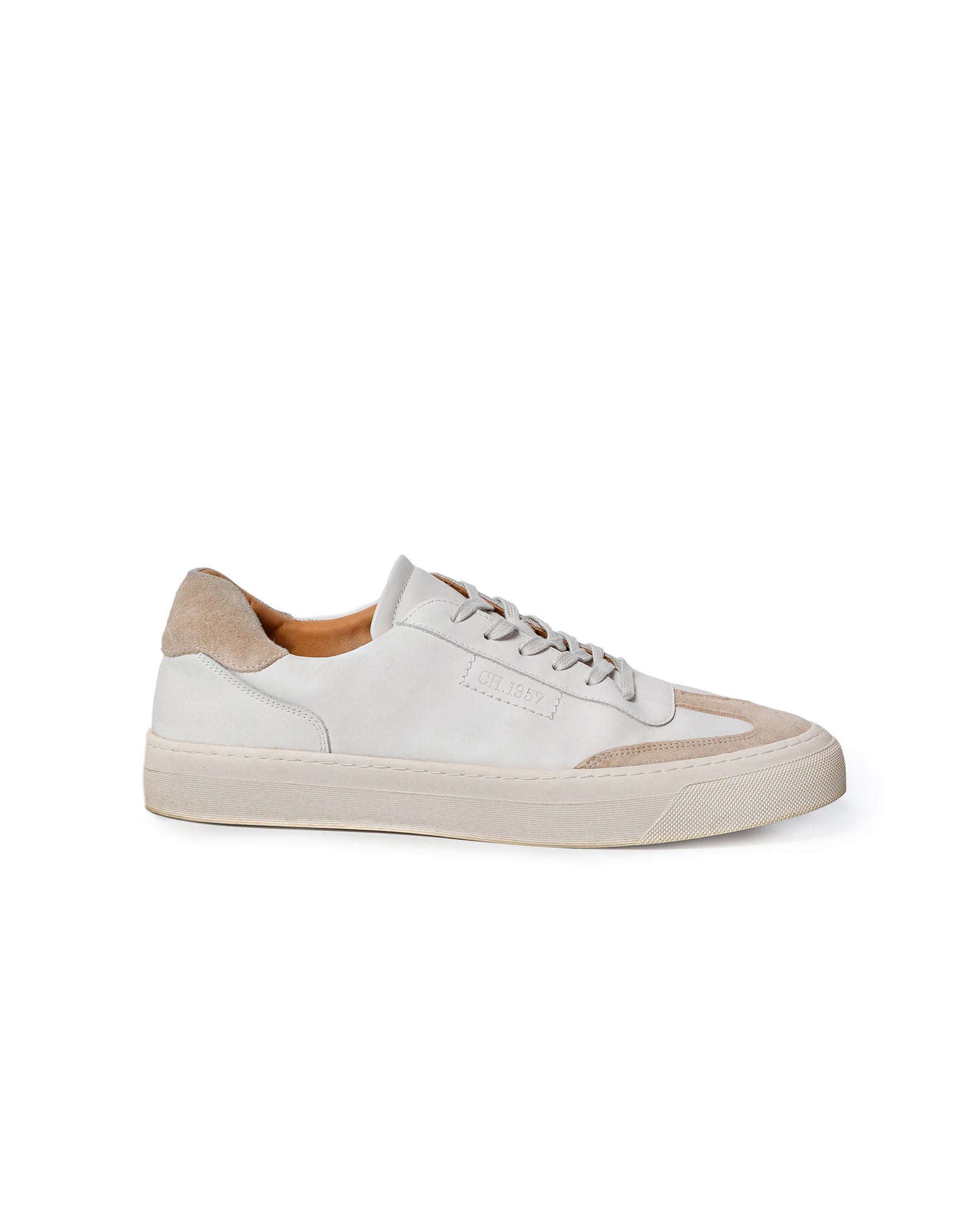 Mens Sneakers Flat Aniline Leather Water Repellent Suede Leather Linings Rubber Sole - White 63_061H017_BLA110601_6