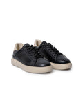 Mens Sneakers Chunky Smooth Aniline Leather EVA Extralight Khaki Sole - Black 63_061H021_NEG194007_0