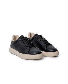 Mens Sneakers Chunky Smooth Aniline Leather EVA Extralight Khaki Sole - Black 63_061H021_NEG194007_0