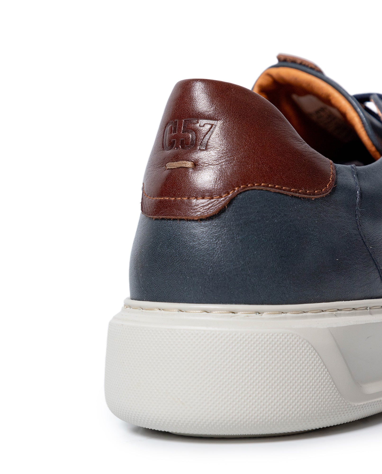 Mens Sneakers Chunky Smooth Aniline Leather Interior Linings EVA Extralight Khaki Sole - Blue 63_061H023_AZU193952_6