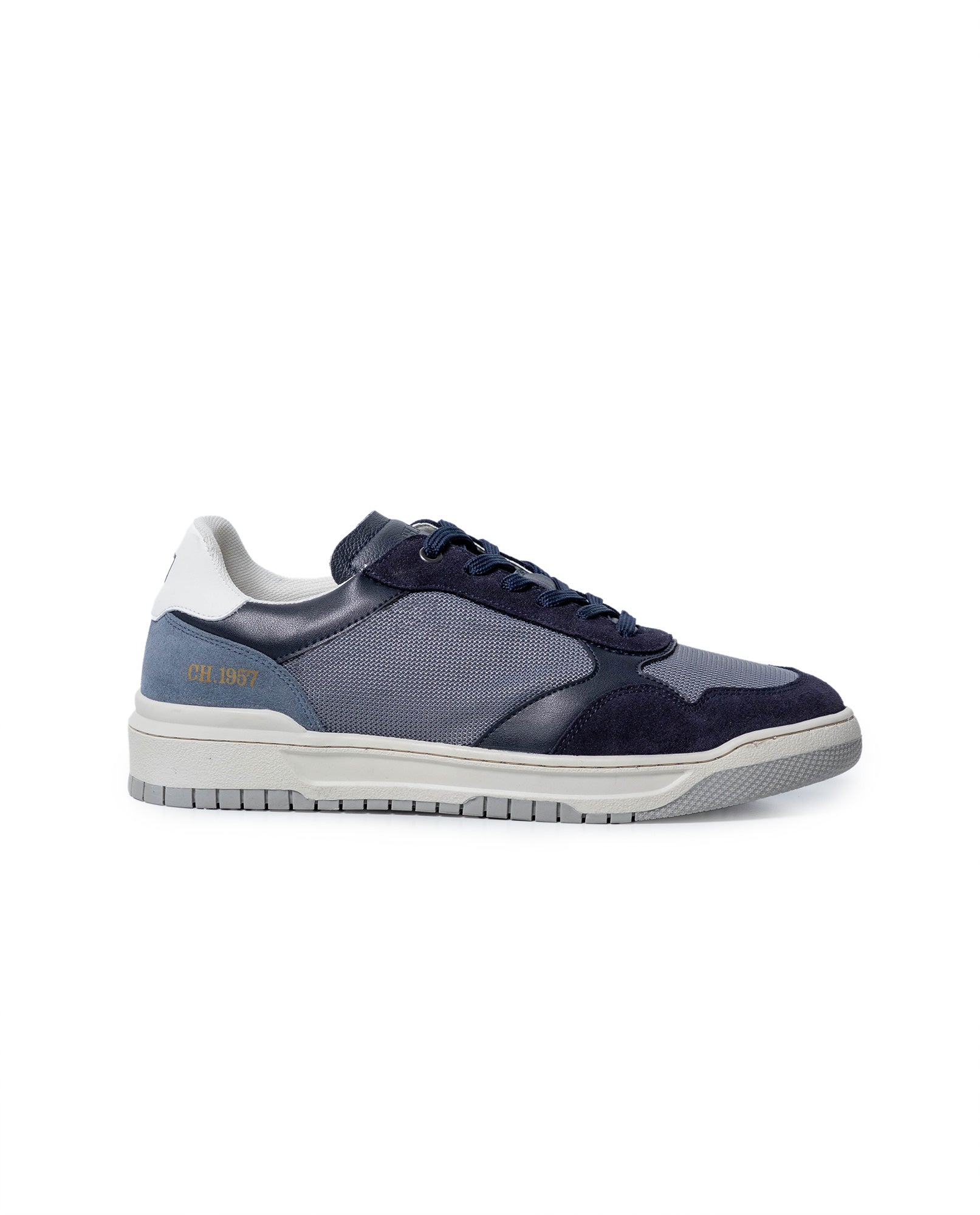 Mens Sneakers Basketball Water Repellent Suede Athletic Textile Aniline Leather Bicolor TR Sole - Blue 63_061H031_AZU193952_3