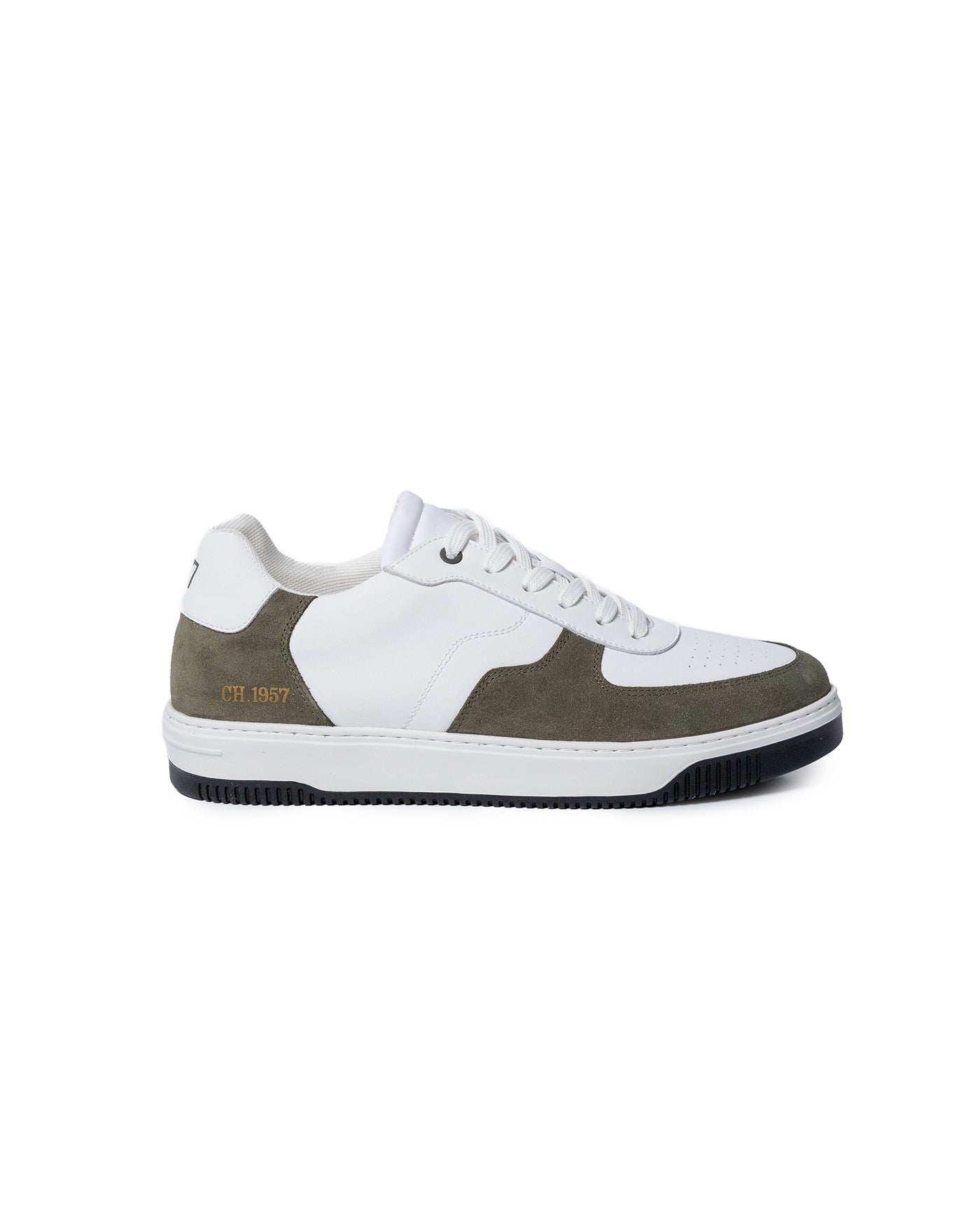 Mens Sneakers Basketball Aniline Leather Water Repellent Suede Rounded Bicolor EVA - White 63_061H032_BLA110601_6