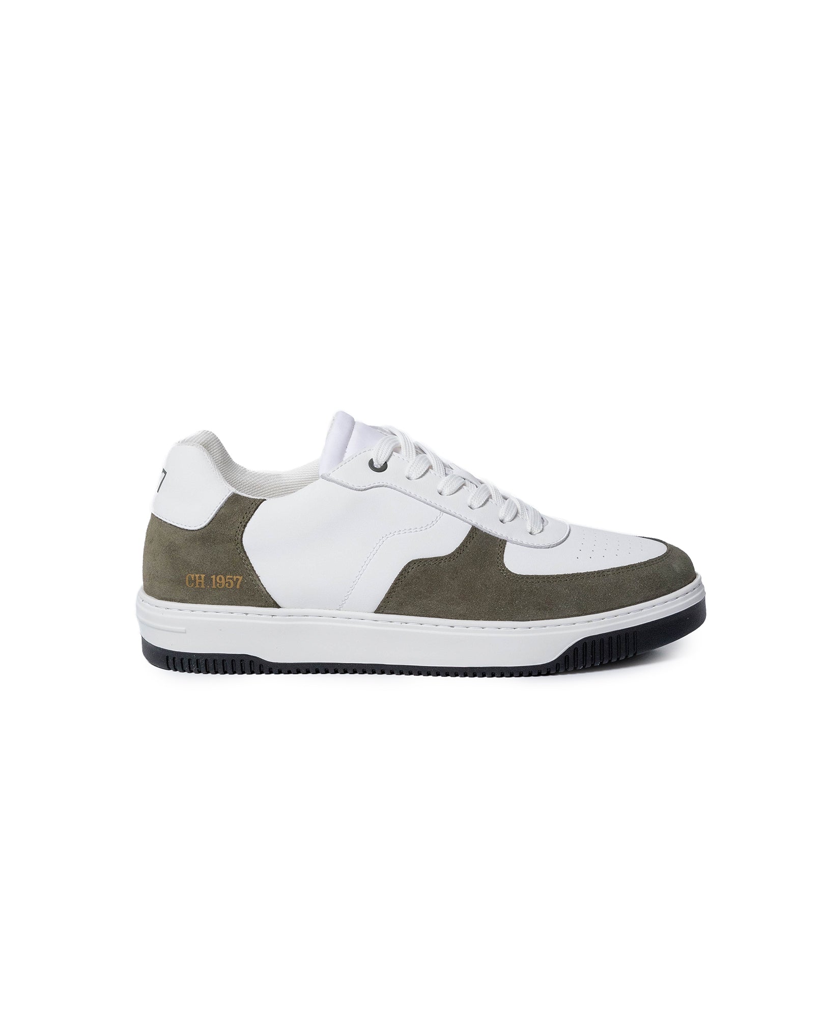 Mens Sneakers Basketball Aniline Leather Water Repellent Suede Rounded Bicolor EVA - White 63_061H032_BLA110601_6