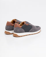 Men's Sneakers, Runner Style - Suede Leather and Textile Material - Gray 062F000 - 2