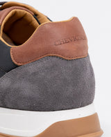 Men's Sneakers, Runner Style - Suede Leather and Textile Material - Gray 062F000 - 5