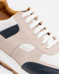 Men's Sneakers, Runner Style - Suede Leather, Aniline Leather, and Textile Material - Beige 062F001 - 9