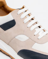 Men's Sneakers, Runner Style - Suede Leather, Aniline Leather, and Textile Material - Beige 062F001 - 9