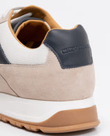 Men's Sneakers, Runner Style - Suede Leather, Aniline Leather, and Textile Material - Beige 062F001 - 10