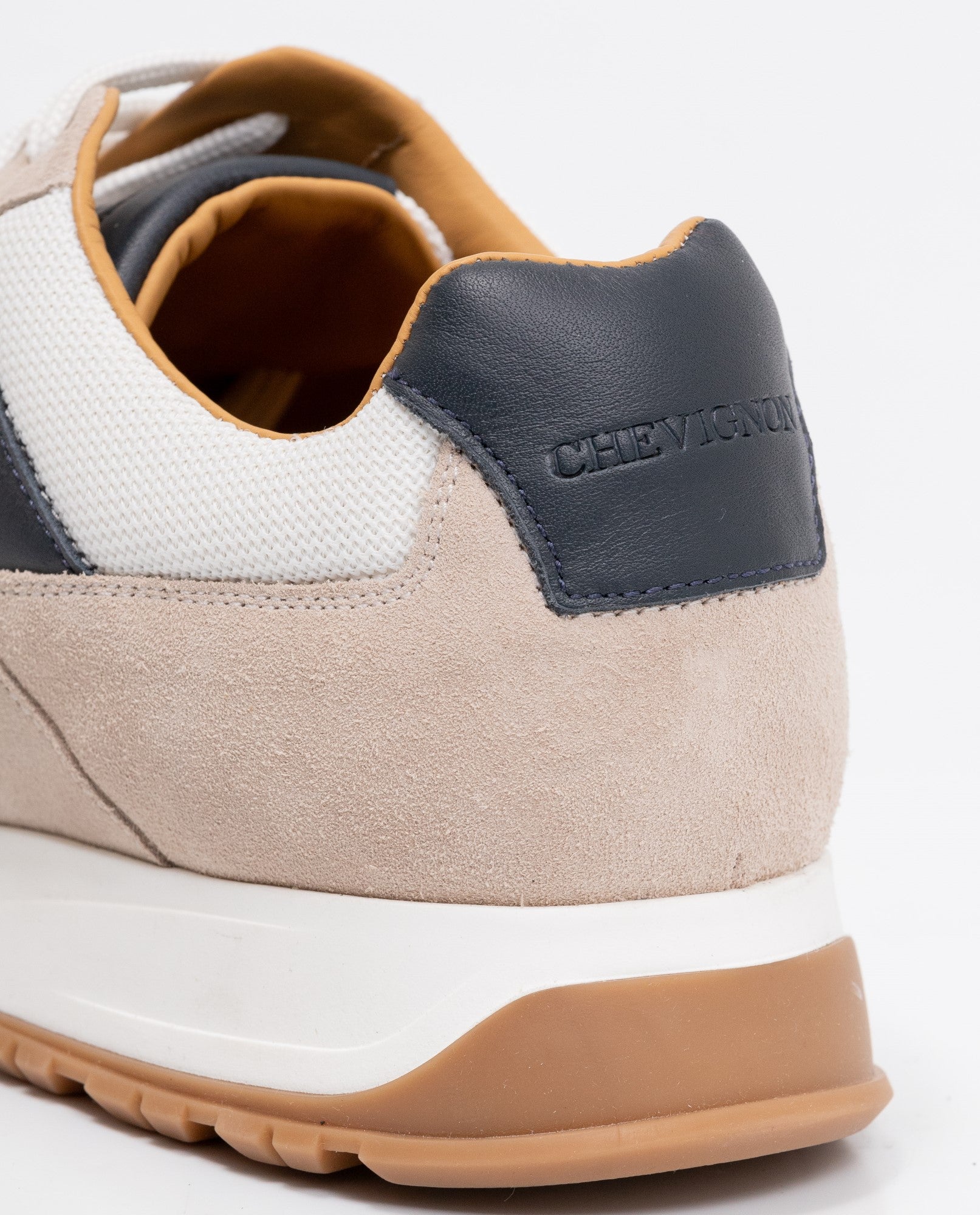 Men's Sneakers, Runner Style - Suede Leather, Aniline Leather, and Textile Material - Beige 062F001 - 10