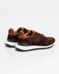 Men's Sneakers, Runner Style - Suede Leather and Textile Material - Brown 062F002 - 2