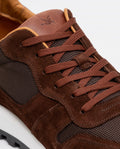 Men's Sneakers, Runner Style - Suede Leather and Textile Material - Brown 062F002 - 4