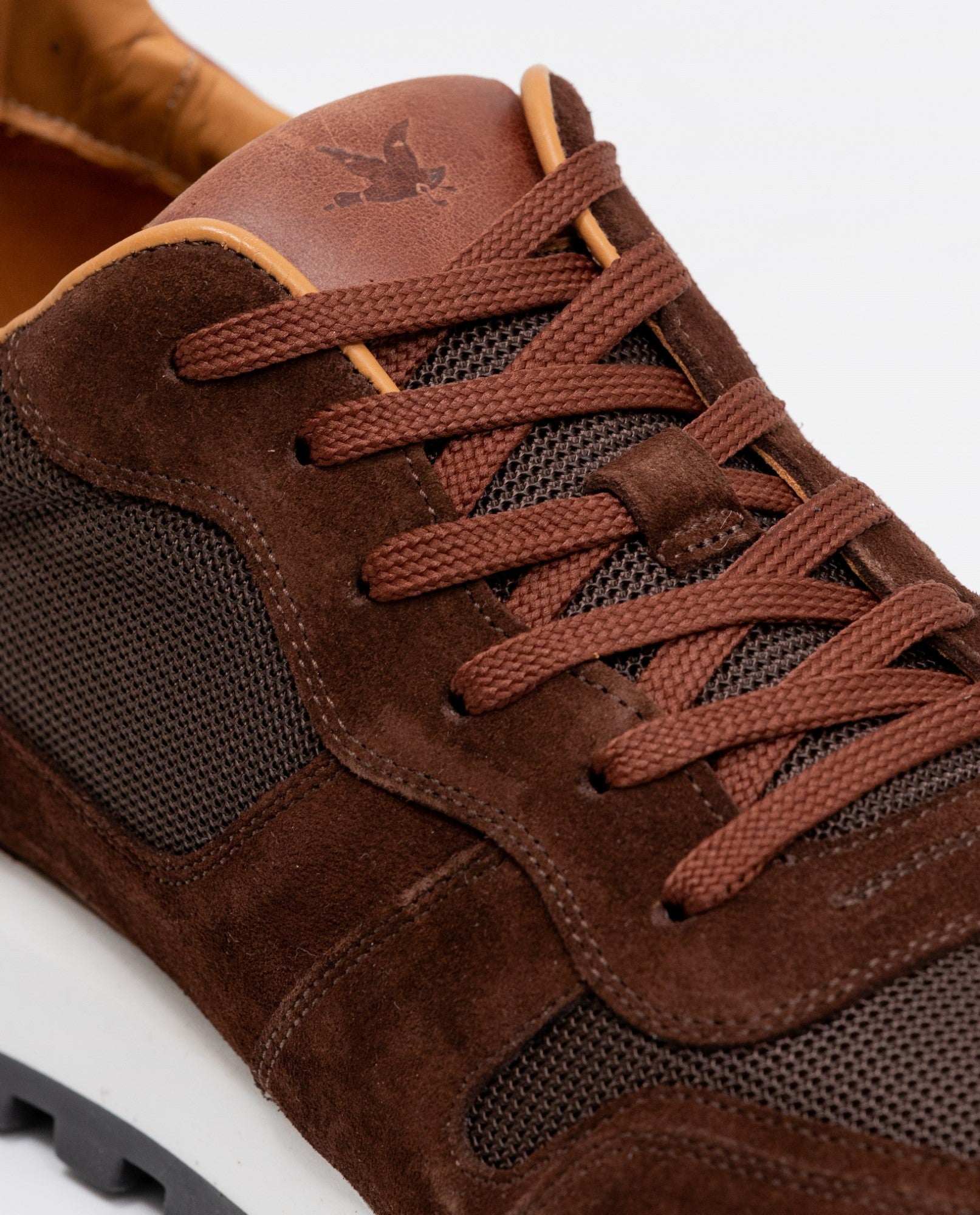 Men's Sneakers, Runner Style - Suede Leather and Textile Material - Brown 062F002 - 4