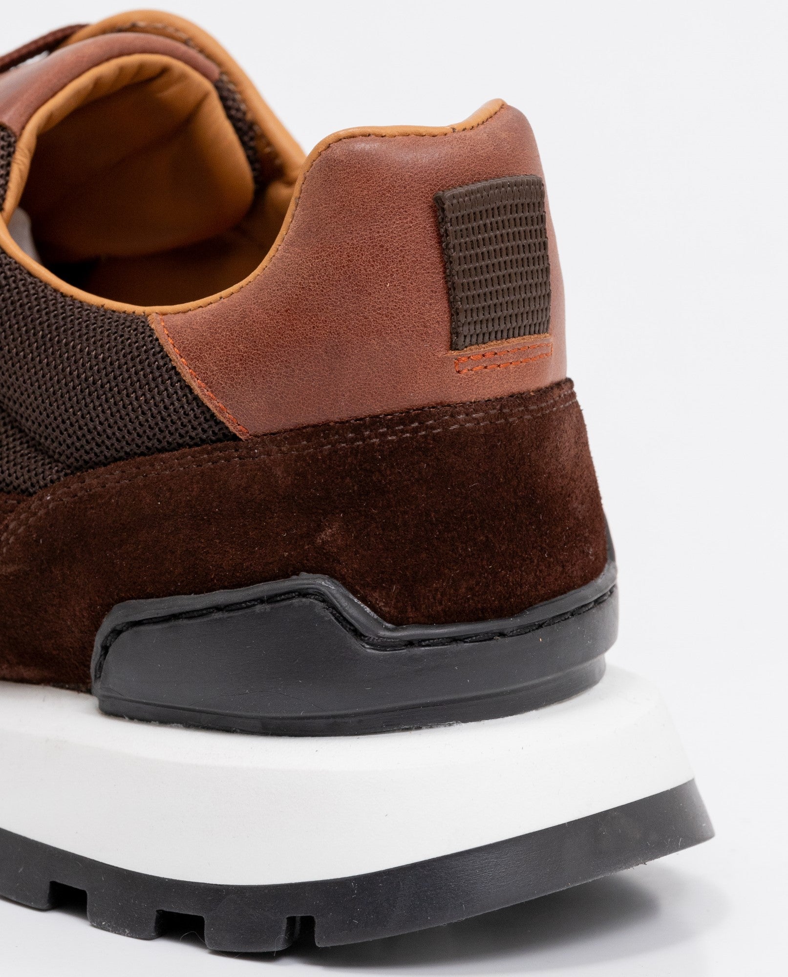 Men's Sneakers, Runner Style - Suede Leather and Textile Material - Brown 062F002 - 5