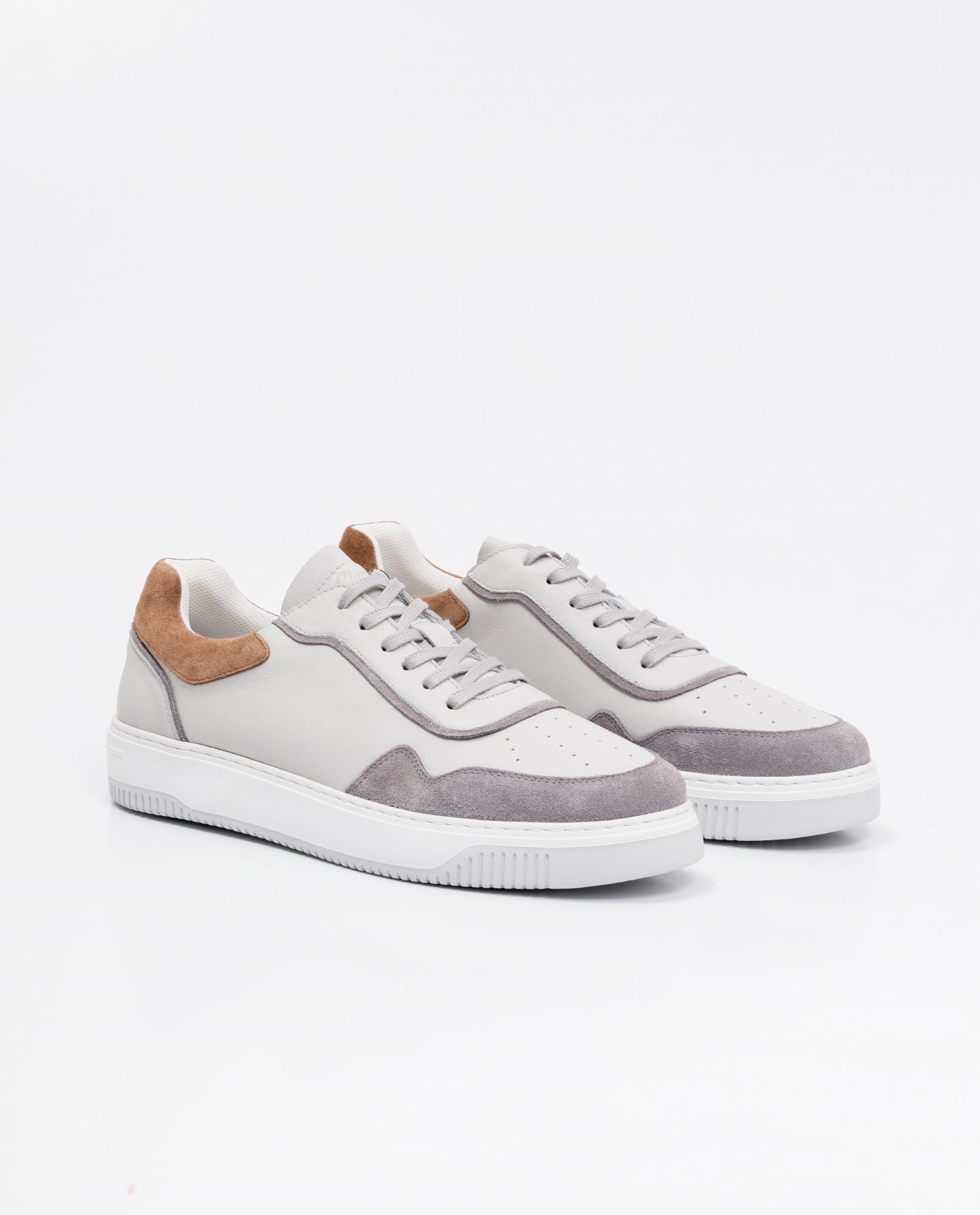 Men´s Leather Basketball-Style Sneakers - Gray 63_062F006_GRI154101_0