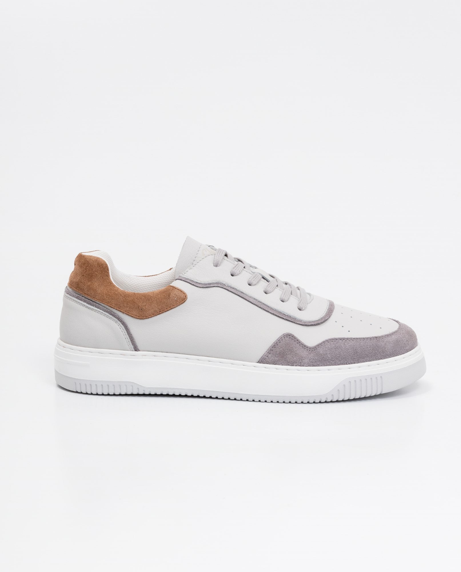 Men´s Leather Basketball-Style Sneakers - Gray 63_062F006_GRI154101_4