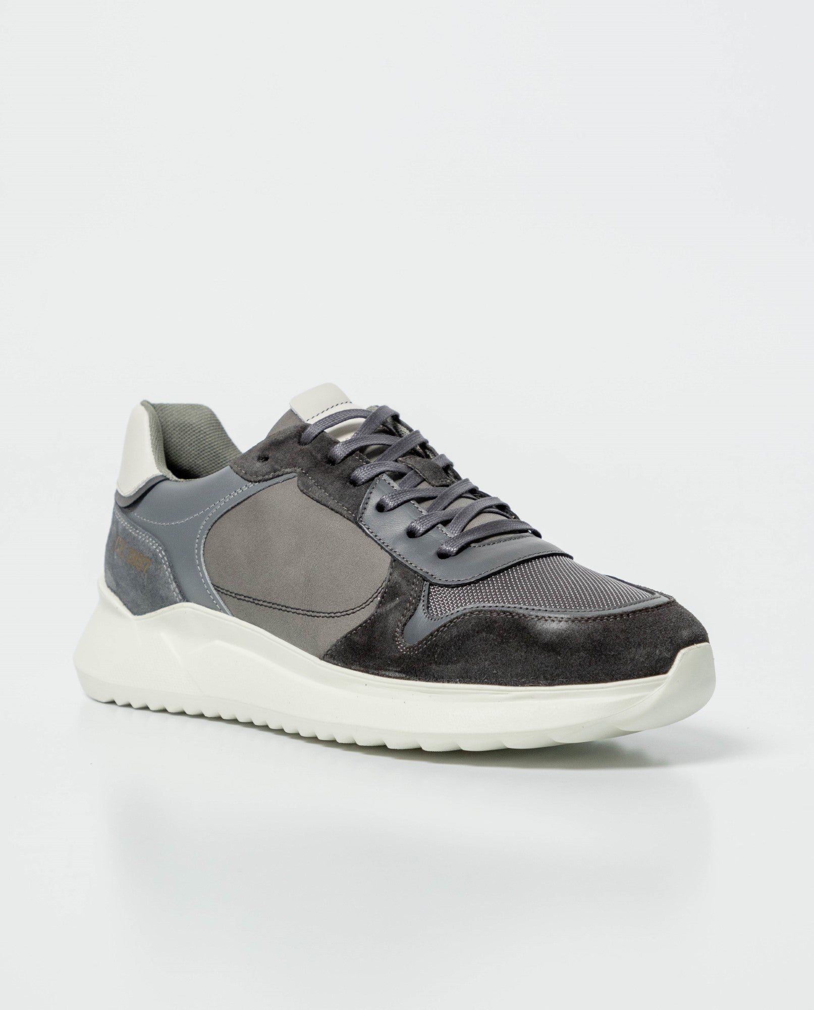 Men's Sneakers, Cowhide Leather - Gray 062G002 - 1