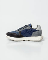 Men´s Leather-Textile Sneakers - Blue 63_062G004_AZU194028_4