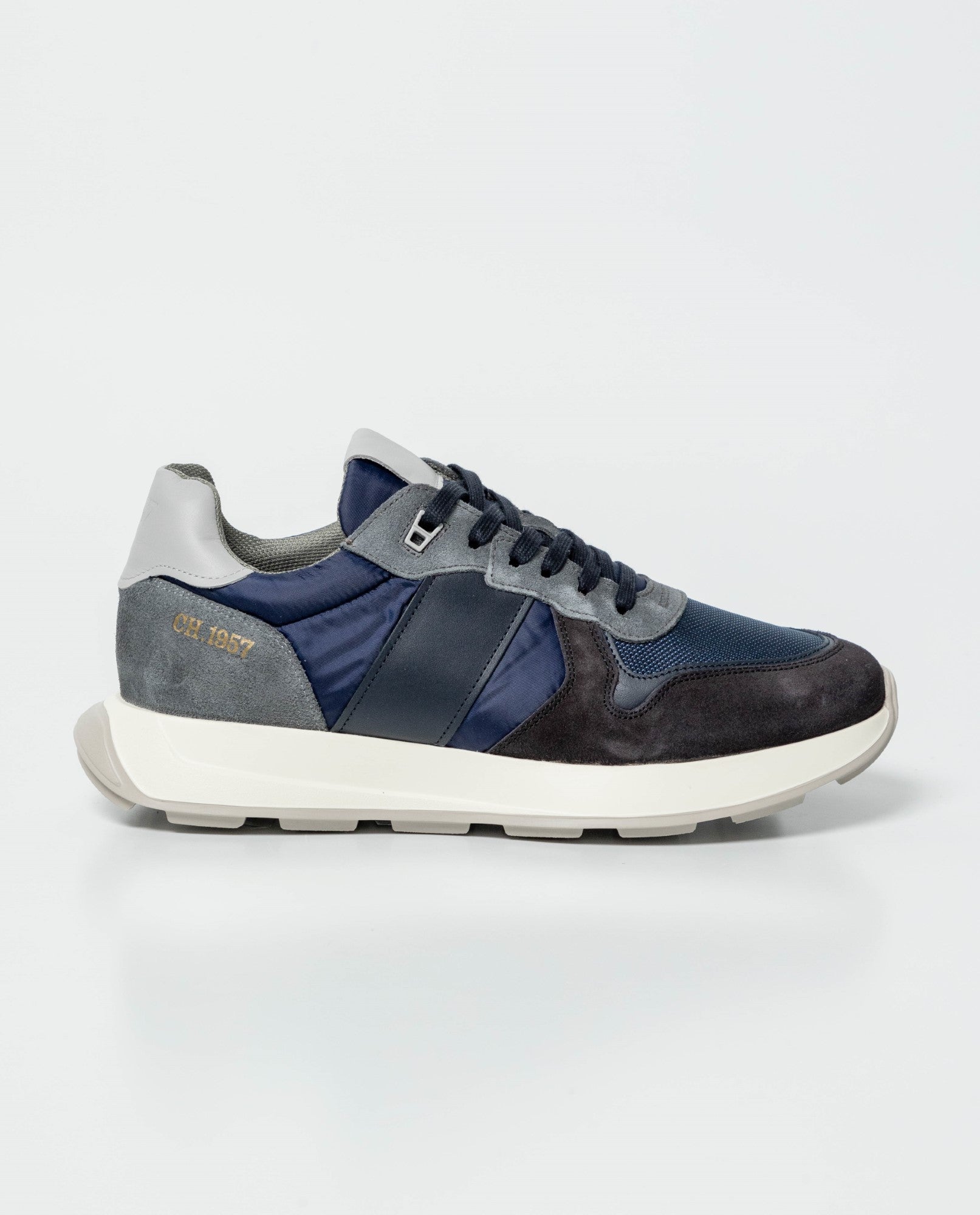 Men´s Leather-Textile Sneakers - Blue 63_062G004_AZU194028_8