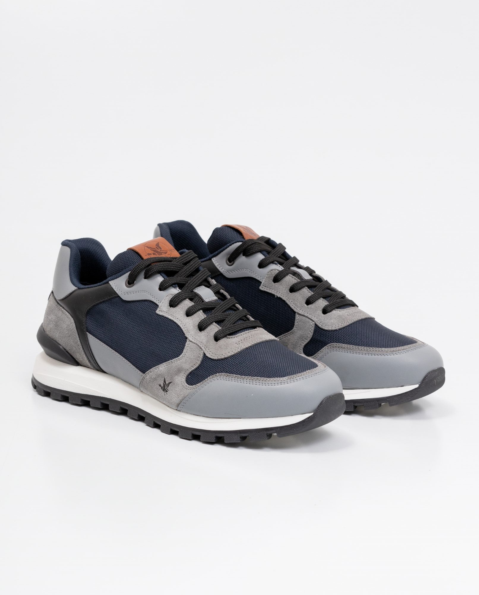 Men´s Leather-Textile Runners - Blue 63_064D400_AZU194052_0
