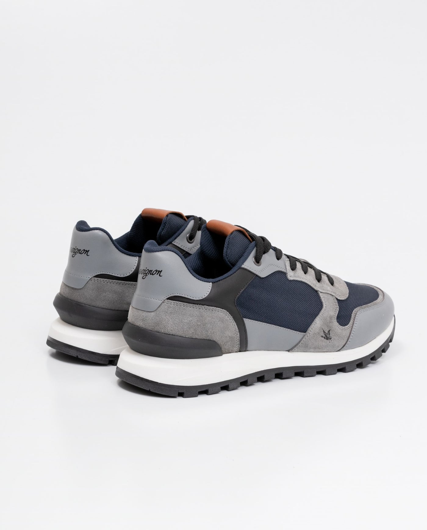 Men´s Leather-Textile Runners - Blue 63_064D400_AZU194052_3