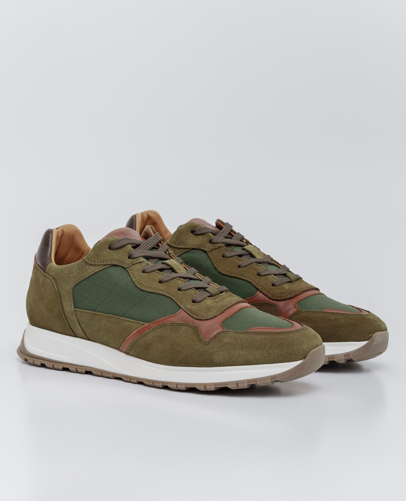 Men´s Leather Running Sneakers - Green 63_064E209_VER130532_3