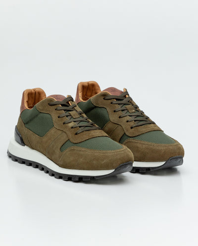 Men's Leather Runner Sneakers - Green