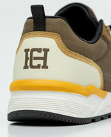 Men's Runner-Style Sneakers in Textile and Leather - Green 069F002 - 7