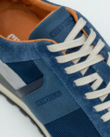 Men's Textile and Leather Runner-Type Sneakers - Blue 069F004 - 6
