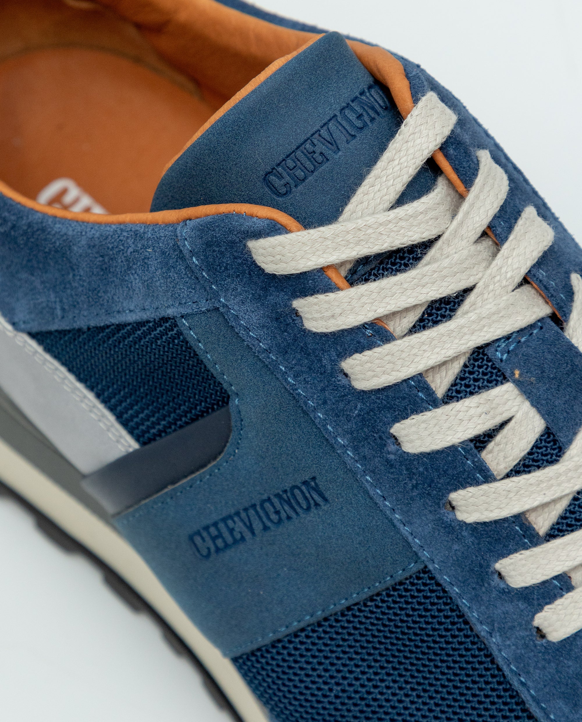 Men's Textile and Leather Runner-Type Sneakers - Blue 069F004 - 6