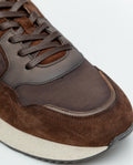 Men's Runner Type Sneakers in Textile and Leather - Brown 069F009 - 5