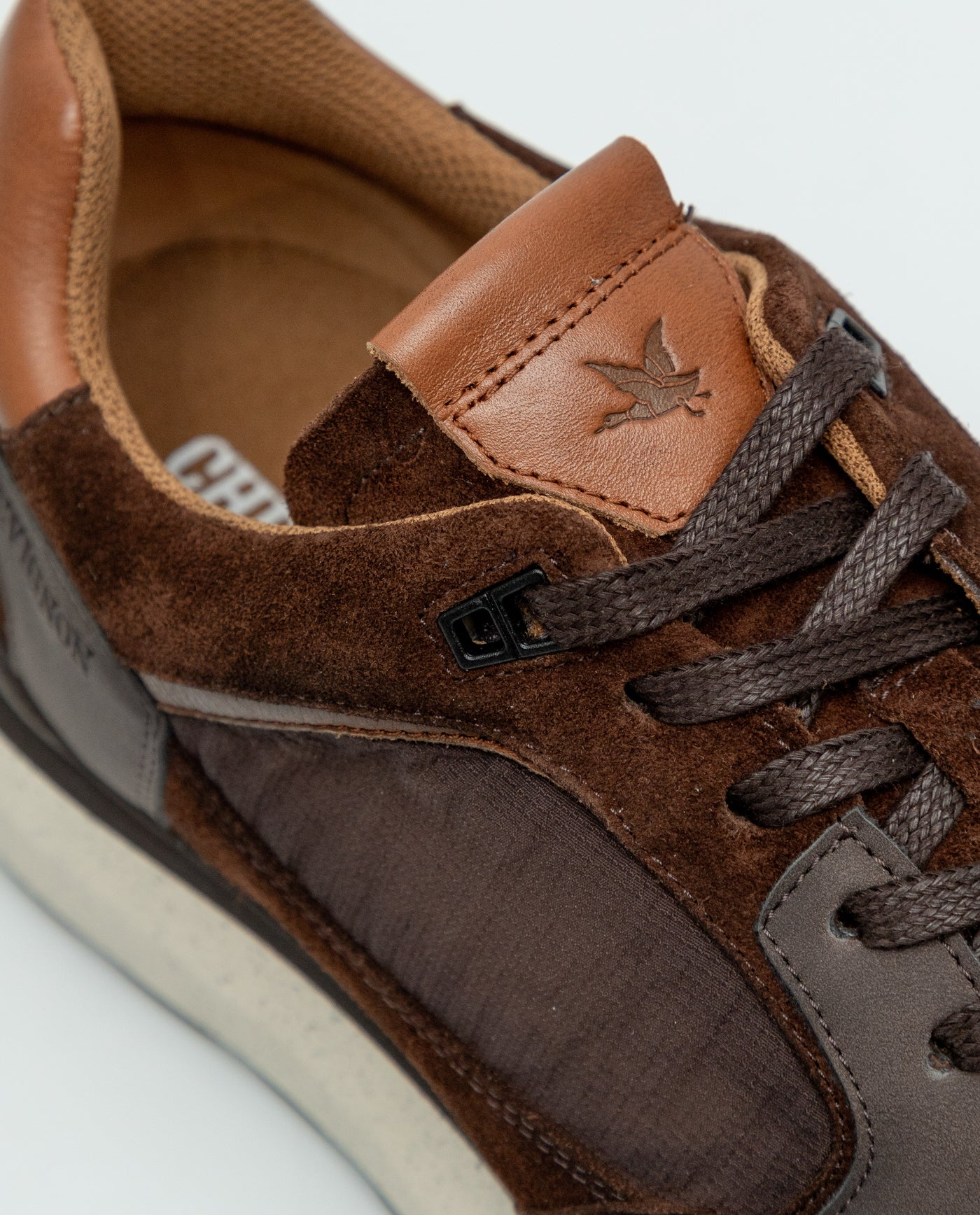 Men's Runner Type Sneakers in Textile and Leather - Brown 069F009 - 6