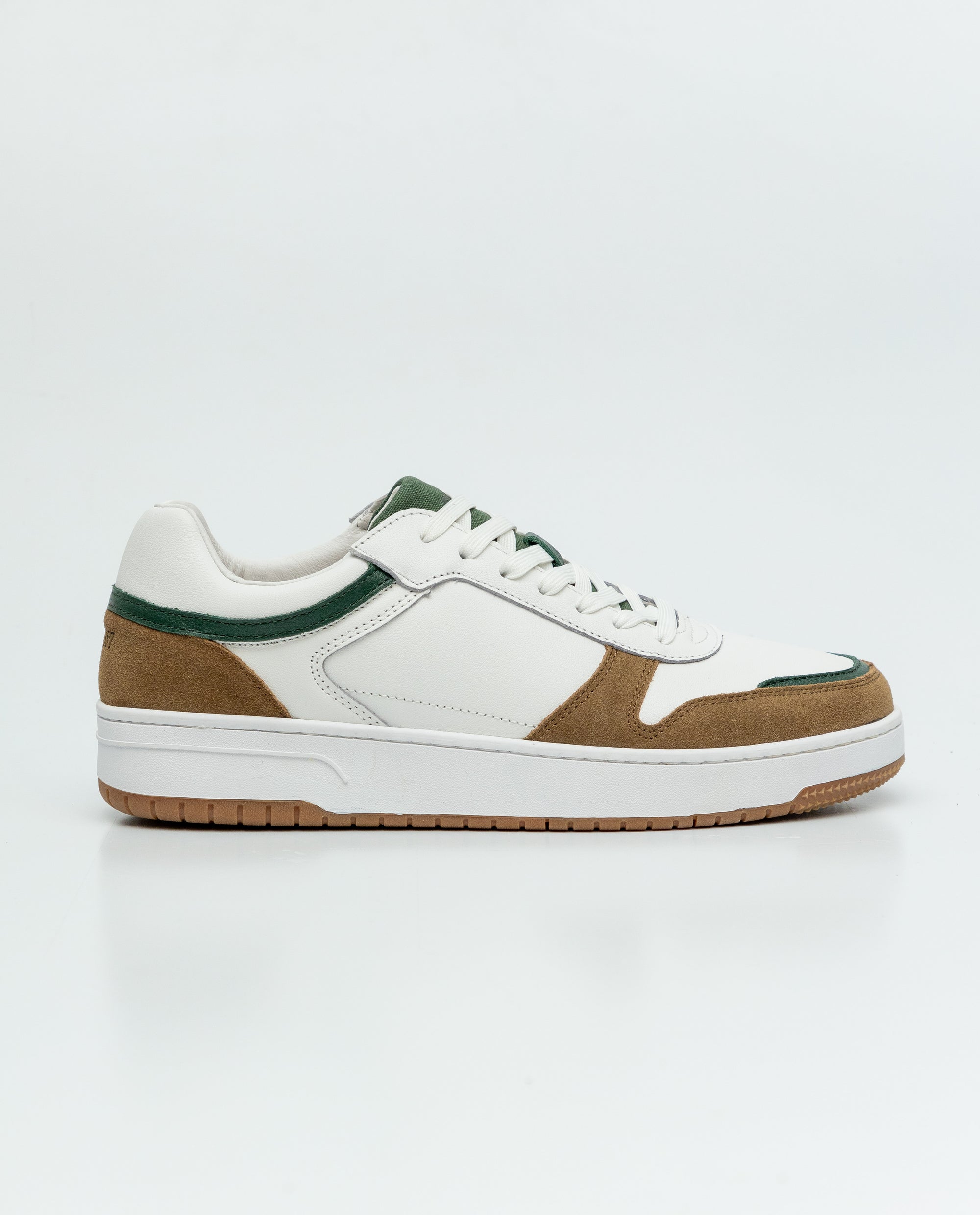 Leather Basketball-Style Sneakers for Men - White 069F016 - 2
