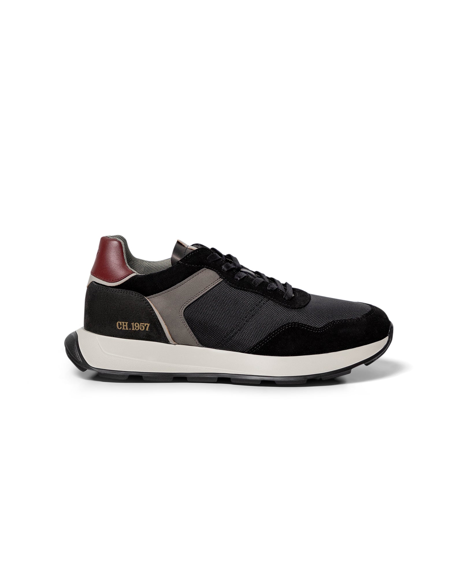 Men's Runner Style Sneakers - Black - 4