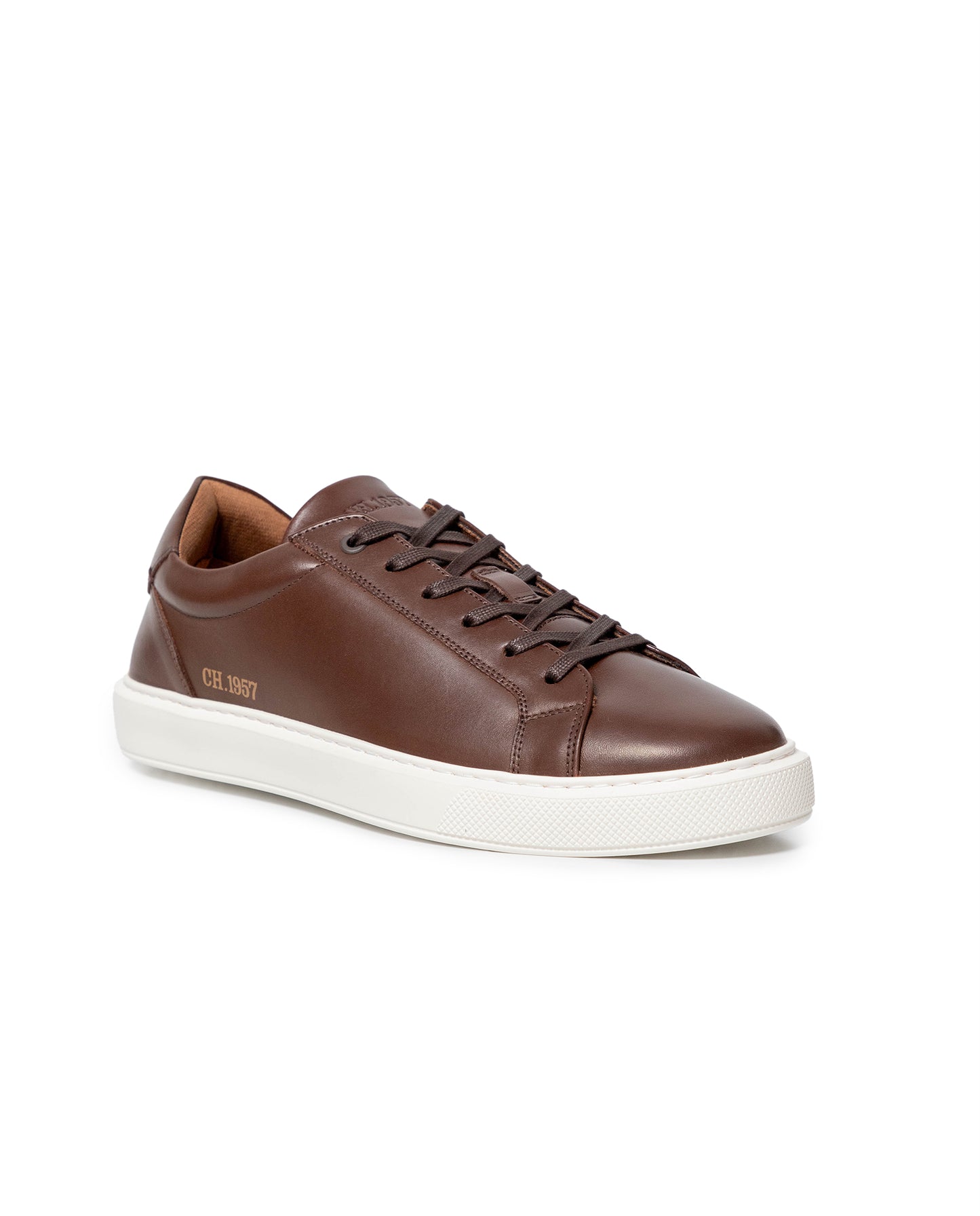 Men's Low Profile Leather Sneakers - Brown - 2