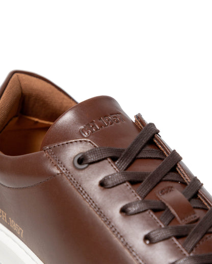 Men's Low Profile Leather Sneakers - Brown - 3