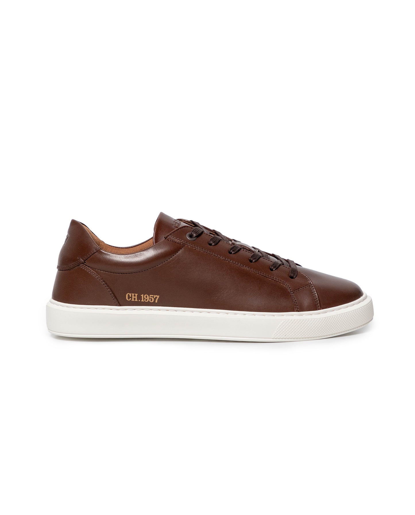 Men's Low Profile Leather Sneakers - Brown - 4