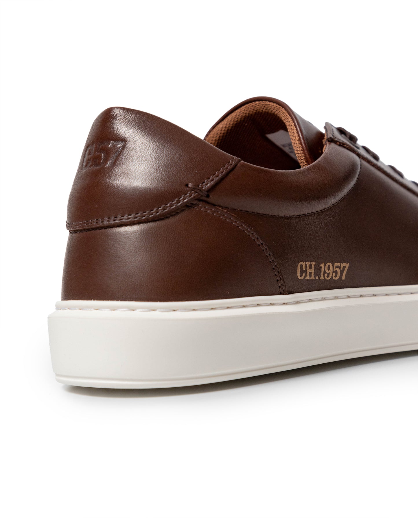 Men's Low Profile Leather Sneakers - Brown - 5