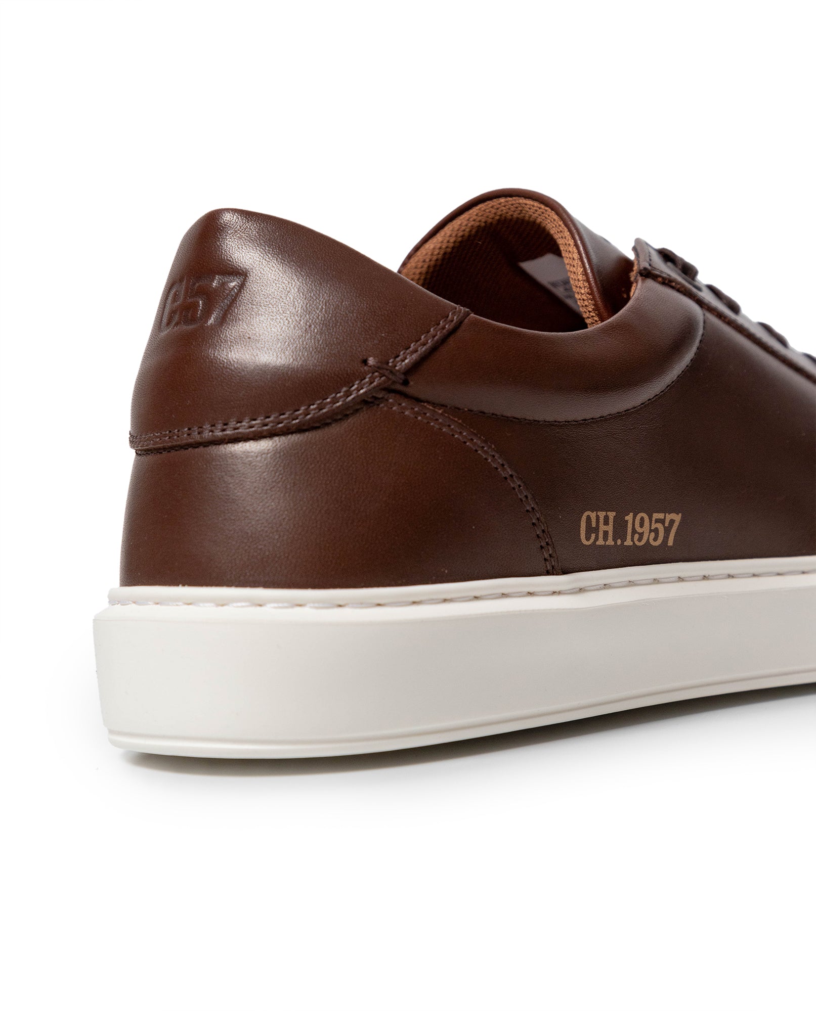 Men's Low Profile Leather Sneakers - Brown - 5