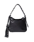Womens Mini Bag Cowhide Leather 100% Western Conchos Nickel Metal Clasp Charms - Black 63_201H001_NEG194007_0