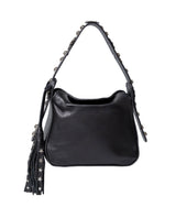 Womens Mini Bag Cowhide Leather 100% Western Conchos Nickel Metal Clasp Charms - Black 63_201H001_NEG194007_0