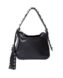 Womens Mini Bag Cowhide Leather 100% Western Conchos Nickel Metal Clasp Charms - Black 63_201H001_NEG194007_0
