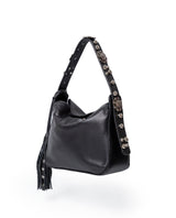 Womens Mini Bag Cowhide Leather 100% Western Conchos Nickel Metal Clasp Charms - Black 63_201H001_NEG194007_3