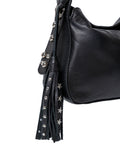 Womens Mini Bag Cowhide Leather 100% Western Conchos Nickel Metal Clasp Charms - Black 63_201H001_NEG194007_4