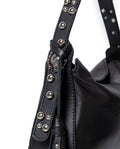 Womens Mini Bag Cowhide Leather 100% Western Conchos Nickel Metal Clasp Charms - Black 63_201H001_NEG194007_5